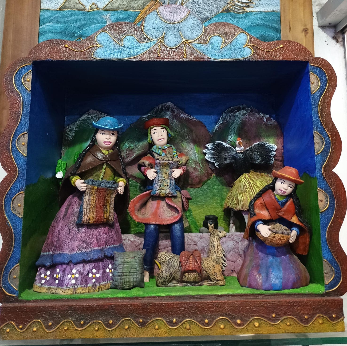 Retablo andino de celebración de cosecha